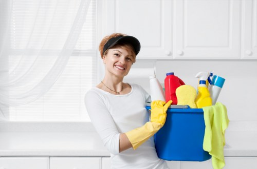 Commercial cleaning team maintaining a Streatham office reception area