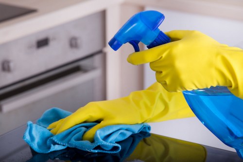A cleaning team working in a Streatham property with local access considerations