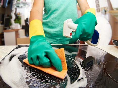 Carpet cleaning work area with safe access precautions